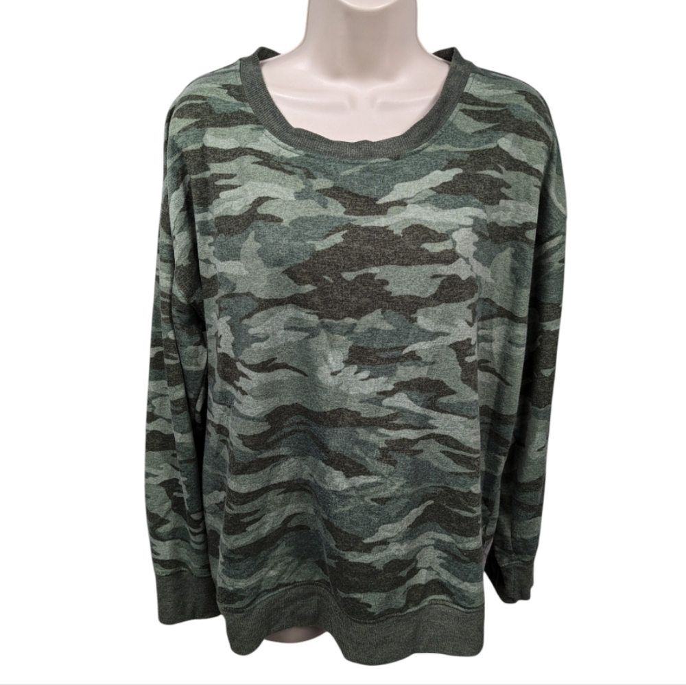 Splendid Terry Camo Pullover Sz XL